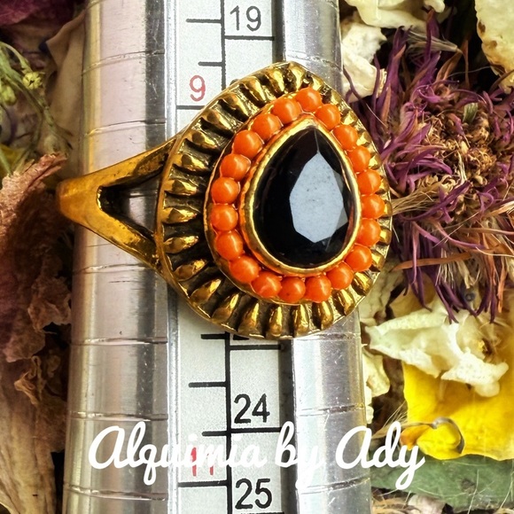 Alquimia Black and Orange Teardrop Ring - Picture 1 of 1